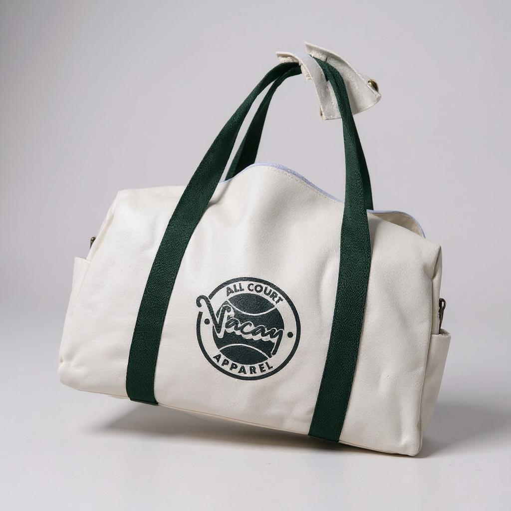 CANVAS COURT DUFFEL BAG - WHITE / DEEP GREEN
