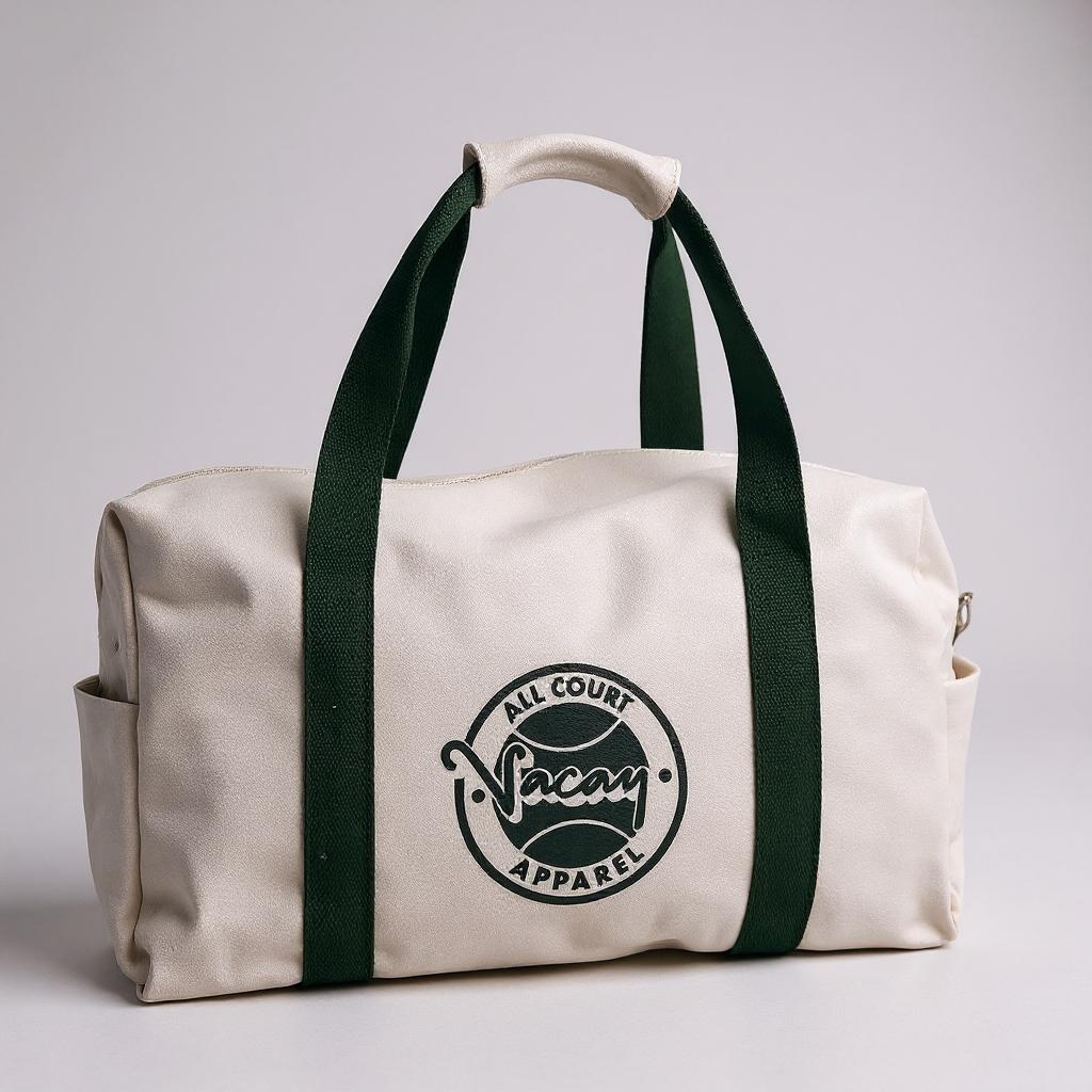 CANVAS COURT DUFFEL BAG - WHITE / DEEP GREEN