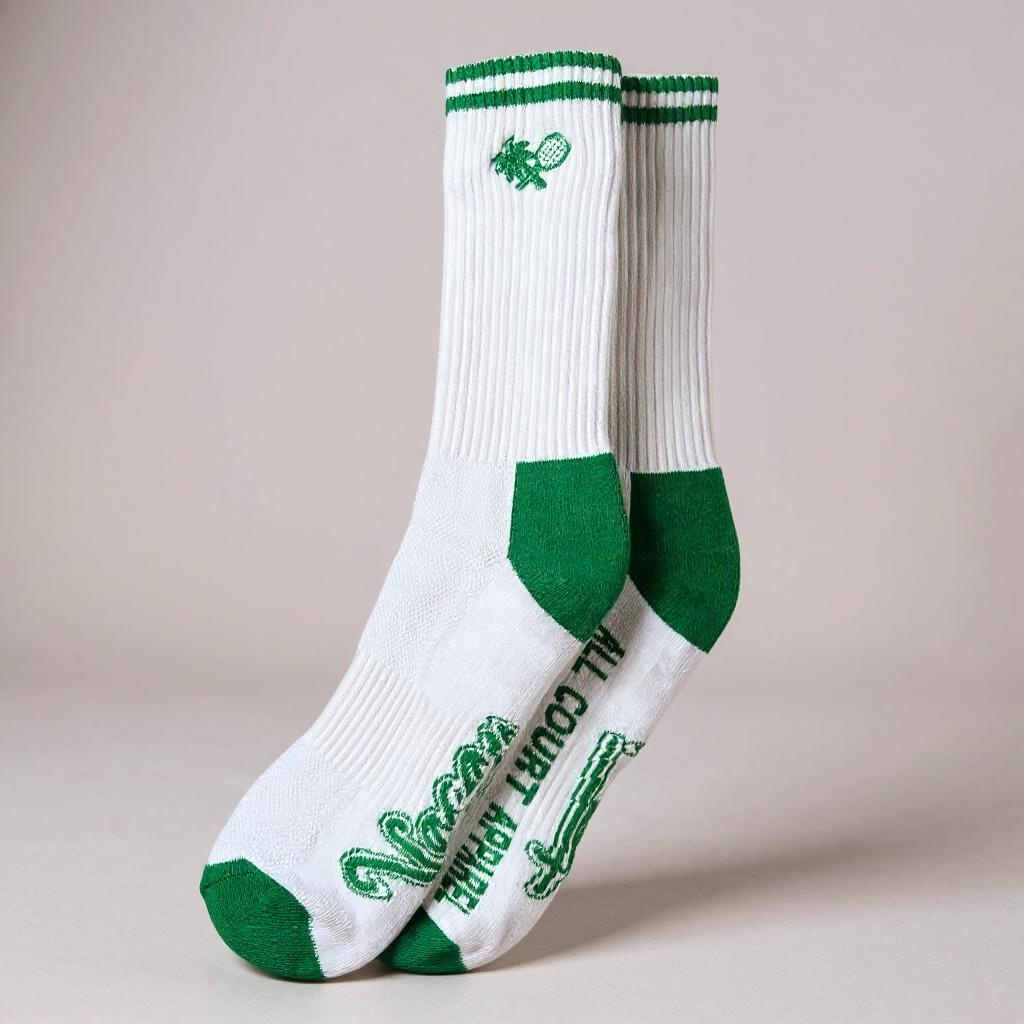 VARSITY SOCKS (ONE PAIR) - WHITE / DEEP GREEN