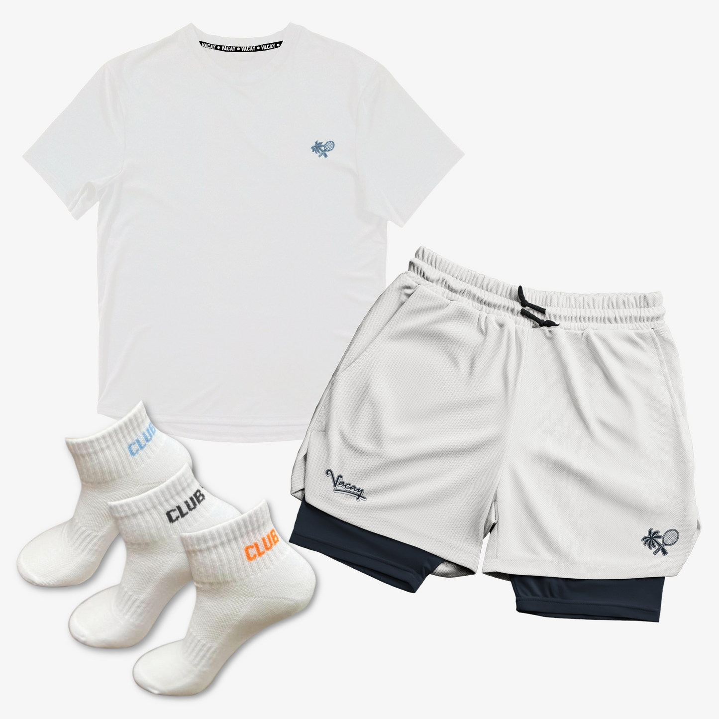 Vacay Court Essentials Bundle: Performance T-Shirt, Shorts & Ankle Socks *COMING SOON*