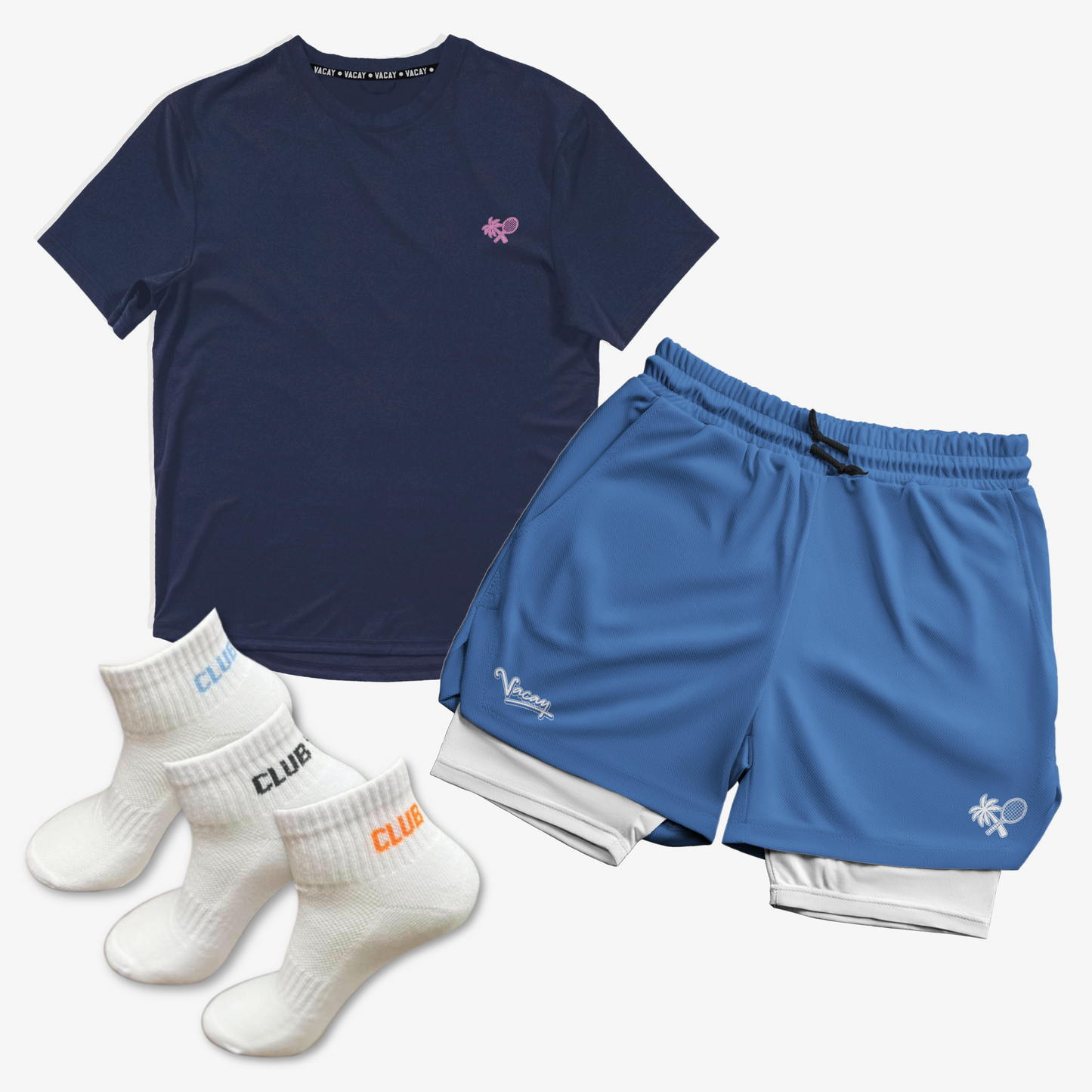 Vacay Court Essentials Bundle: Performance T-Shirt, Shorts & Ankle Socks *COMING SOON*