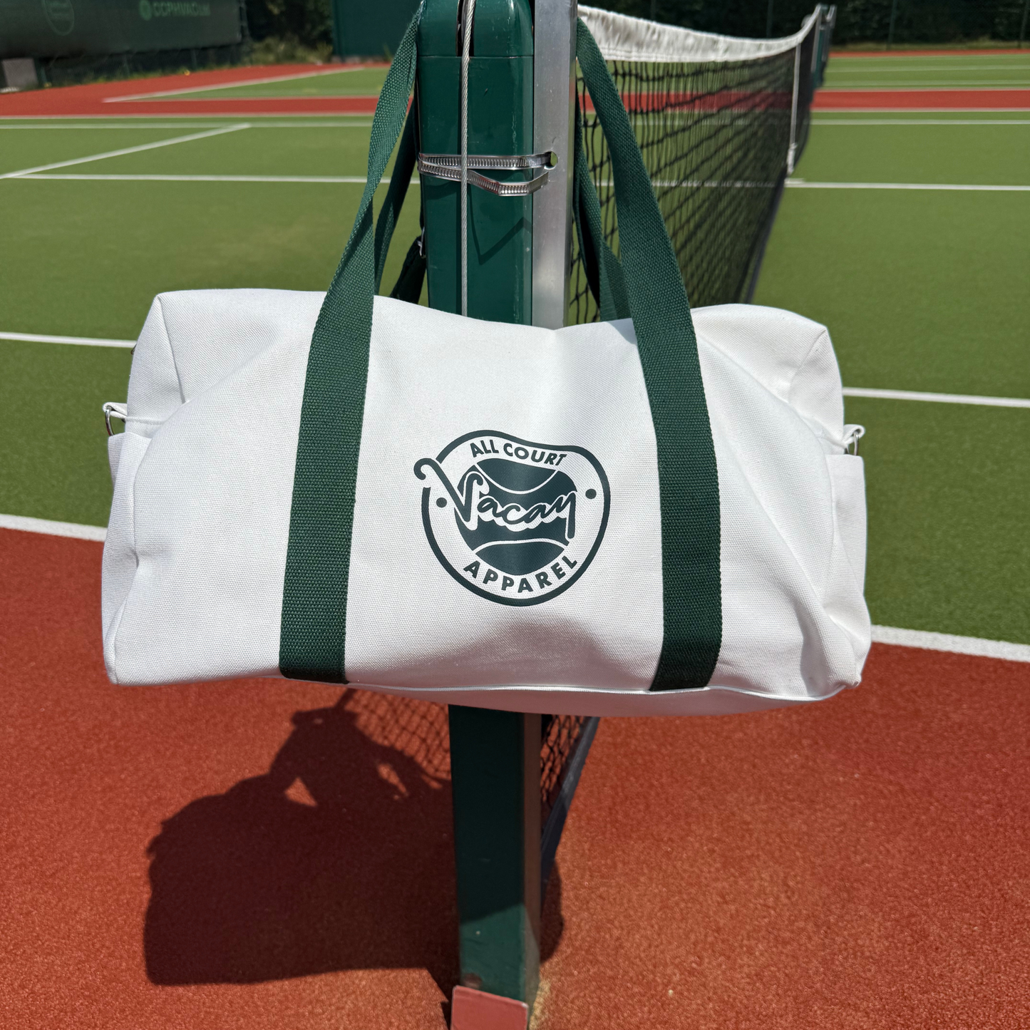 CANVAS COURT DUFFEL BAG - WHITE / DEEP GREEN