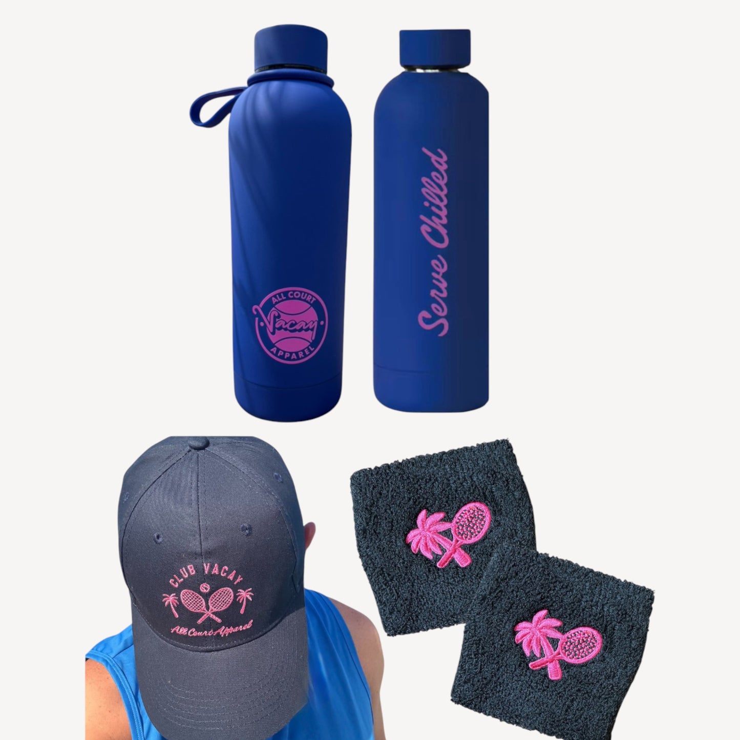 Vacay Gift Bundle: Performance Cap, 2x Wristband & Insulated Bottle (15% saving)