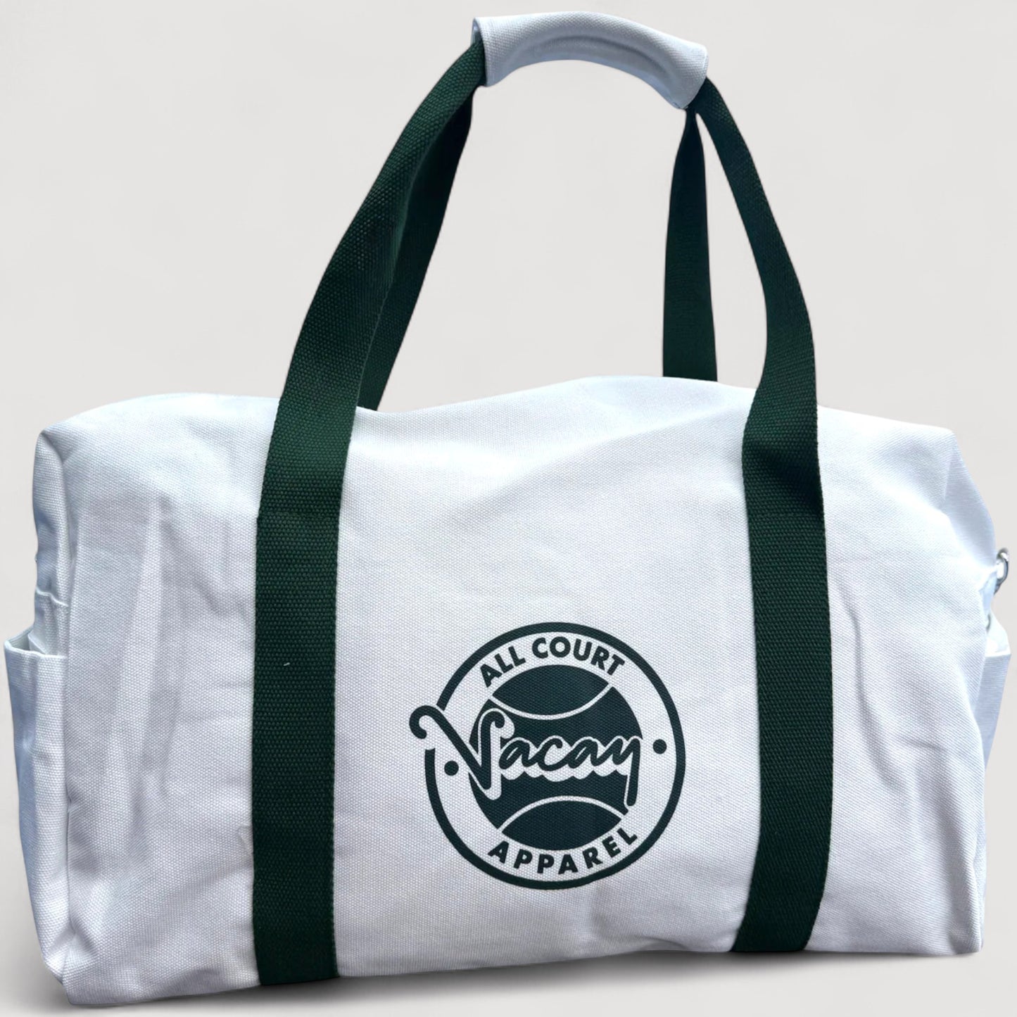 CANVAS COURT DUFFEL BAG - WHITE / DEEP GREEN