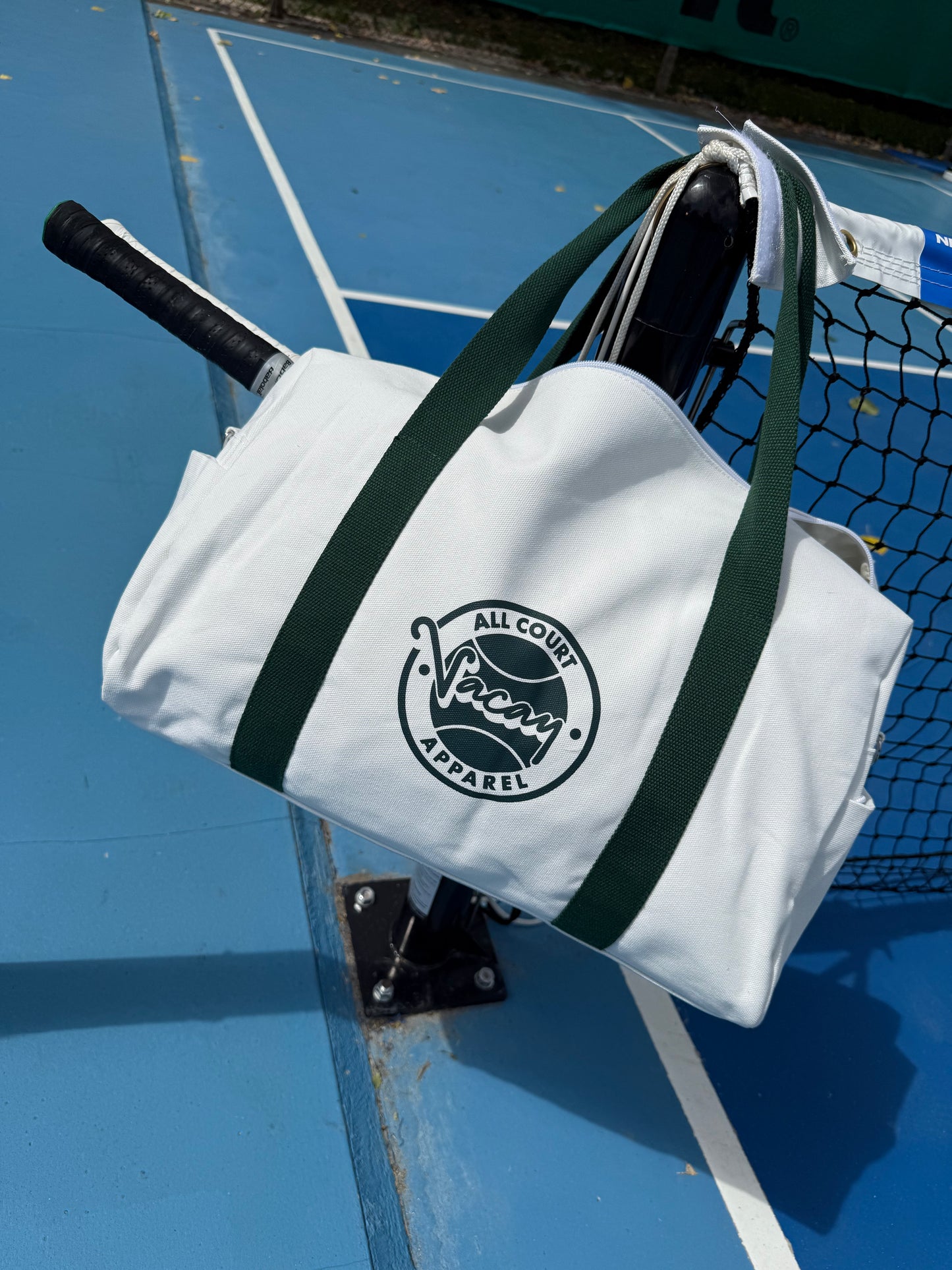 CANVAS COURT DUFFEL BAG - WHITE / DEEP GREEN