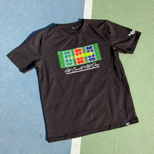 ALL COURT ALL DAY T-SHIRT - UNISEX - BLACK