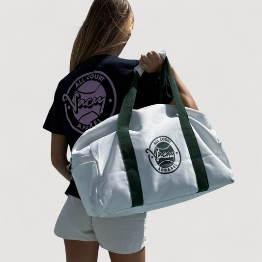 CANVAS COURT DUFFEL BAG - WHITE / DEEP GREEN