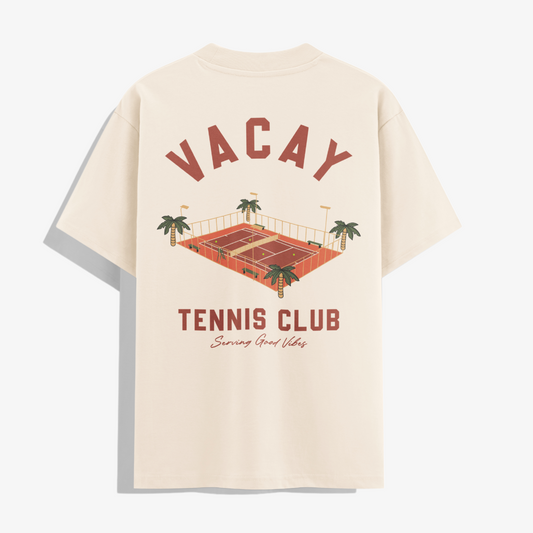 FRENCHY CLUB TENNIS T-SHIRT - UNISEX - SAND/CRIMSON *COMING SOON*
