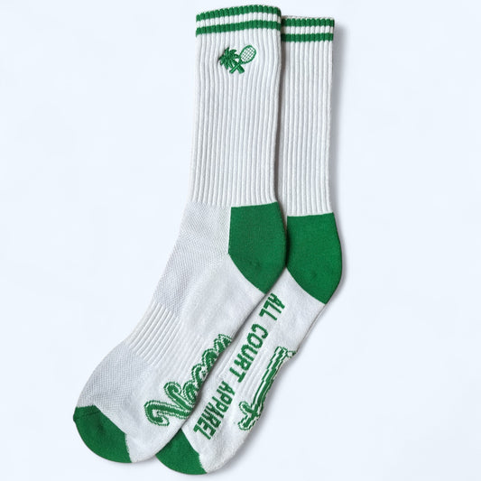 VARSITY SOCKS (ONE PAIR) - WHITE / DEEP GREEN