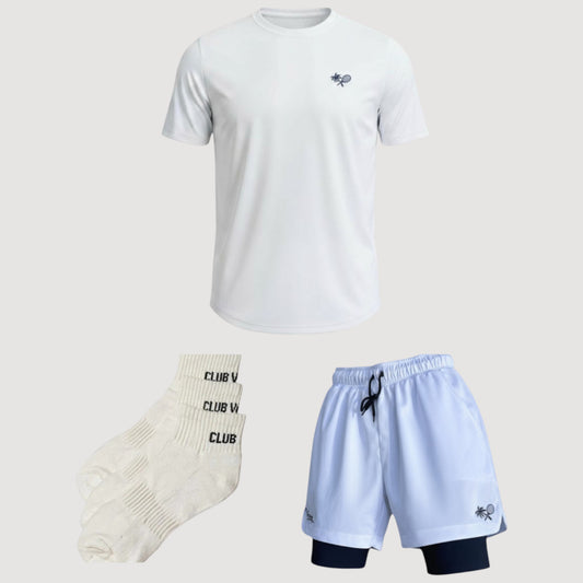 Vacay Court Essentials Bundle: Performance T-Shirt, Shorts & Ankle Socks (15% saving)