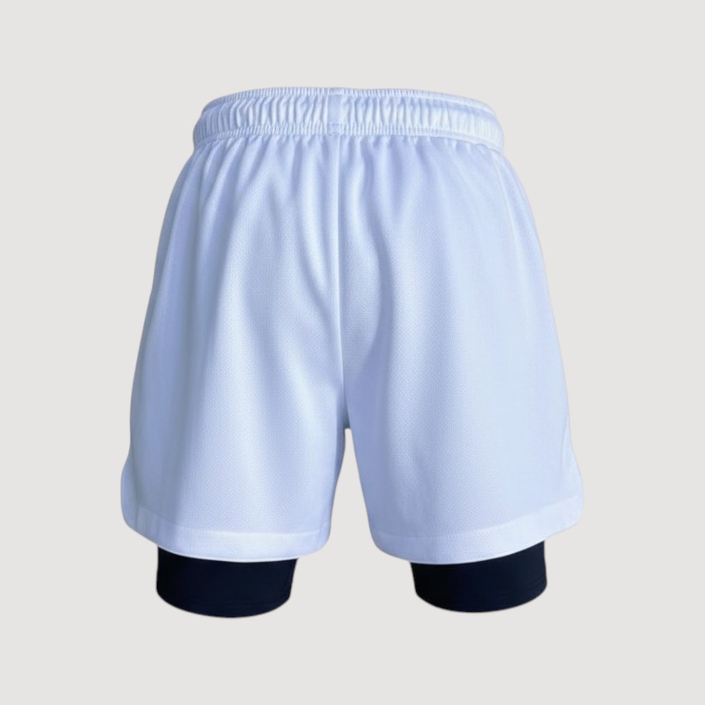 2 IN 1 PERFORMANCE MEN'S TEAM SHORTS - WHITE