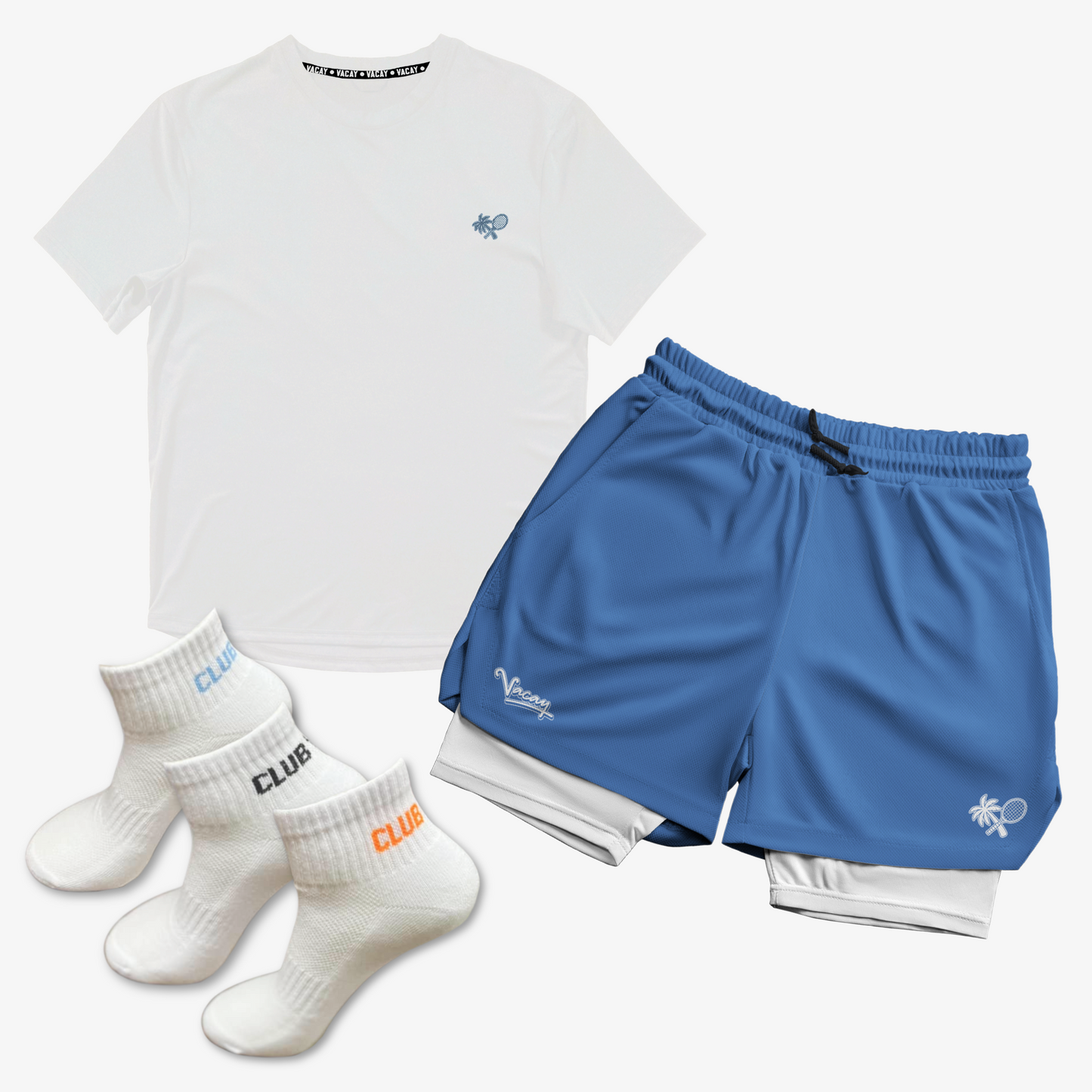 Vacay Court Essentials Bundle: Performance T-Shirt, Shorts & Ankle Socks *COMING SOON*