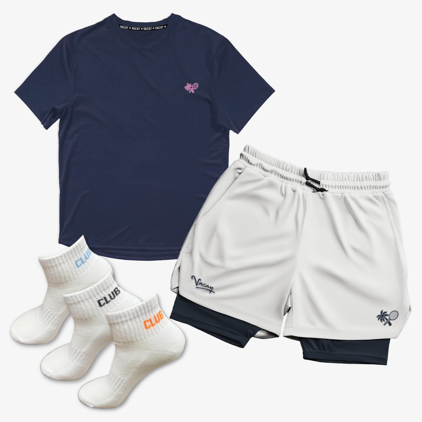 Vacay Court Essentials Bundle: Performance T-Shirt, Shorts & Ankle Socks *COMING SOON*
