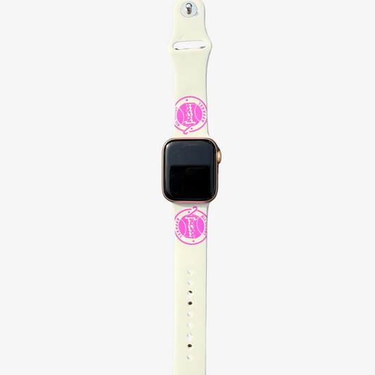BALL LOGO WATCH STRAP 38/40MM - RICE WHITE / MAGENTA